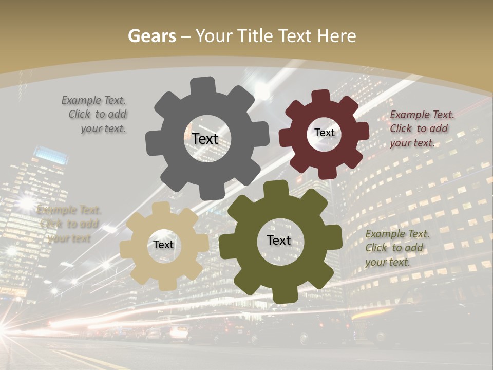 Nightime In The Financial City District PowerPoint Template