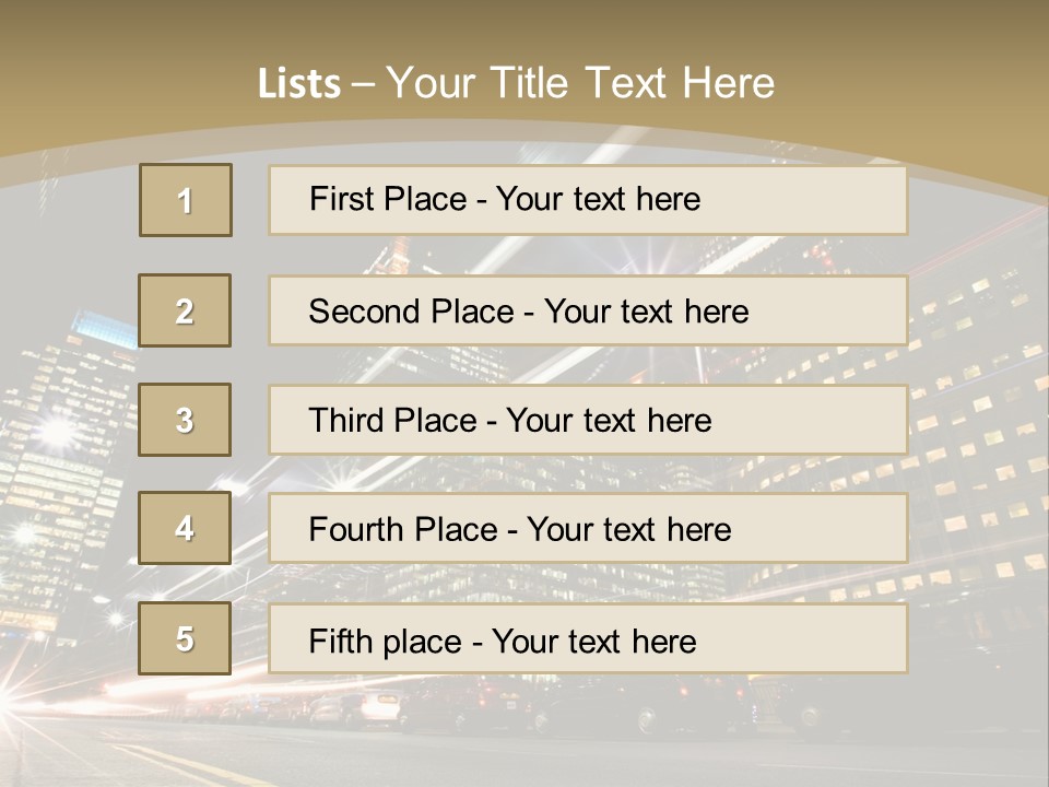 Nightime In The Financial City District PowerPoint Template