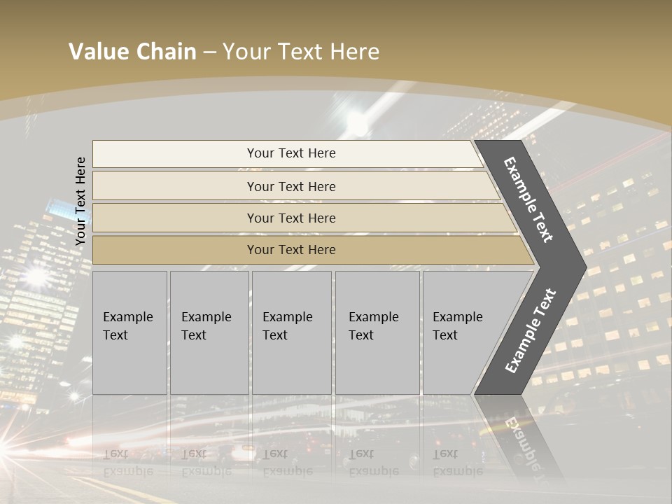 Nightime In The Financial City District PowerPoint Template