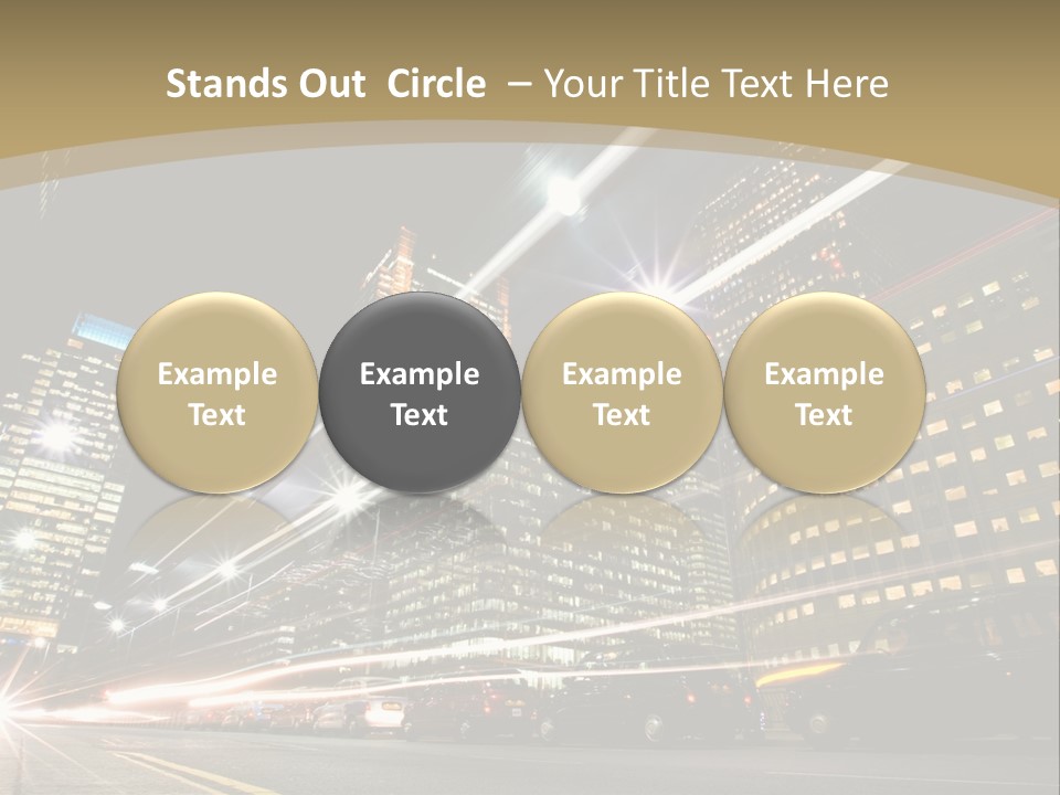 Nightime In The Financial City District PowerPoint Template