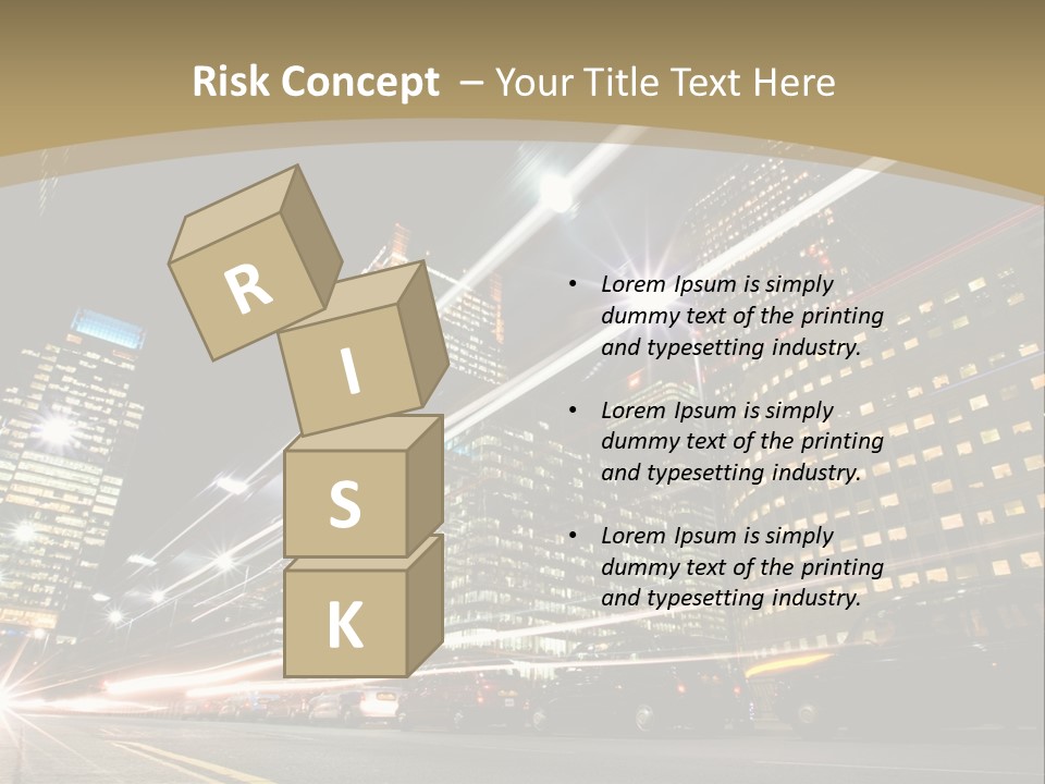 Nightime In The Financial City District PowerPoint Template