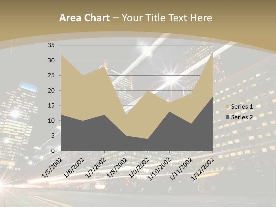 Nightime In The Financial City District PowerPoint Template