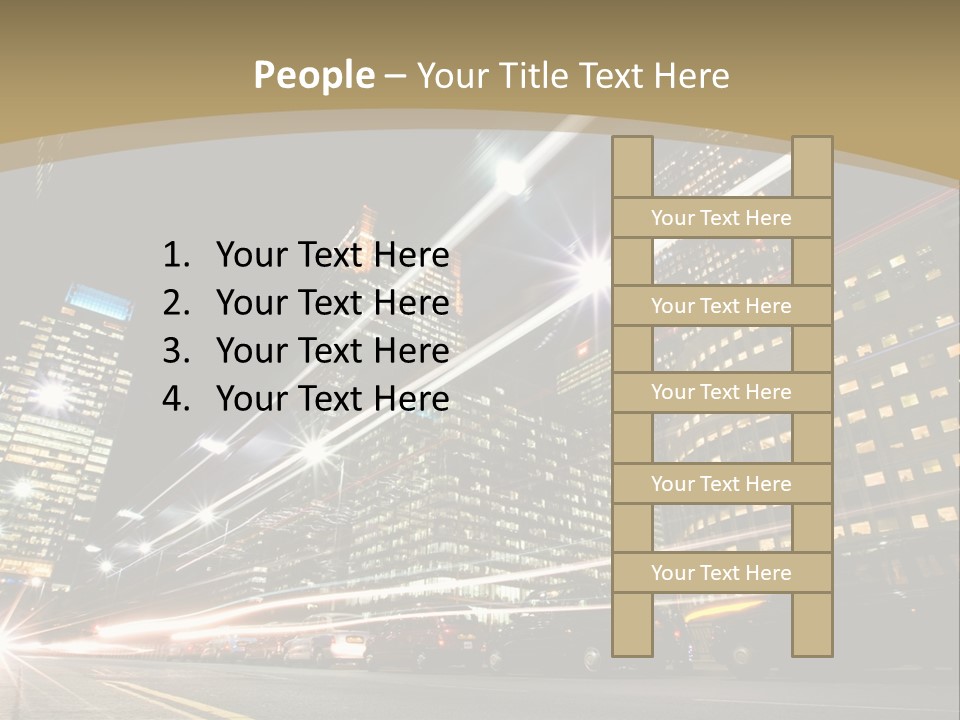 Nightime In The Financial City District PowerPoint Template