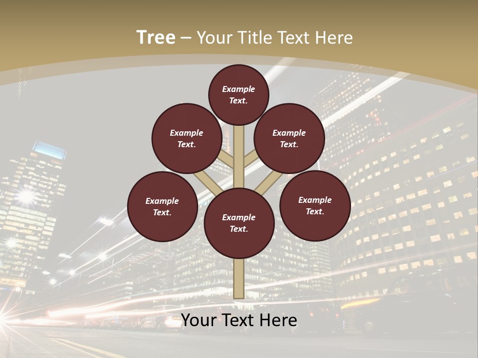 Nightime In The Financial City District PowerPoint Template