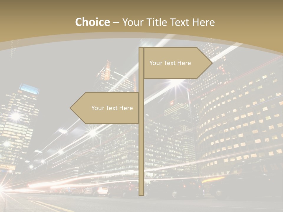 Nightime In The Financial City District PowerPoint Template