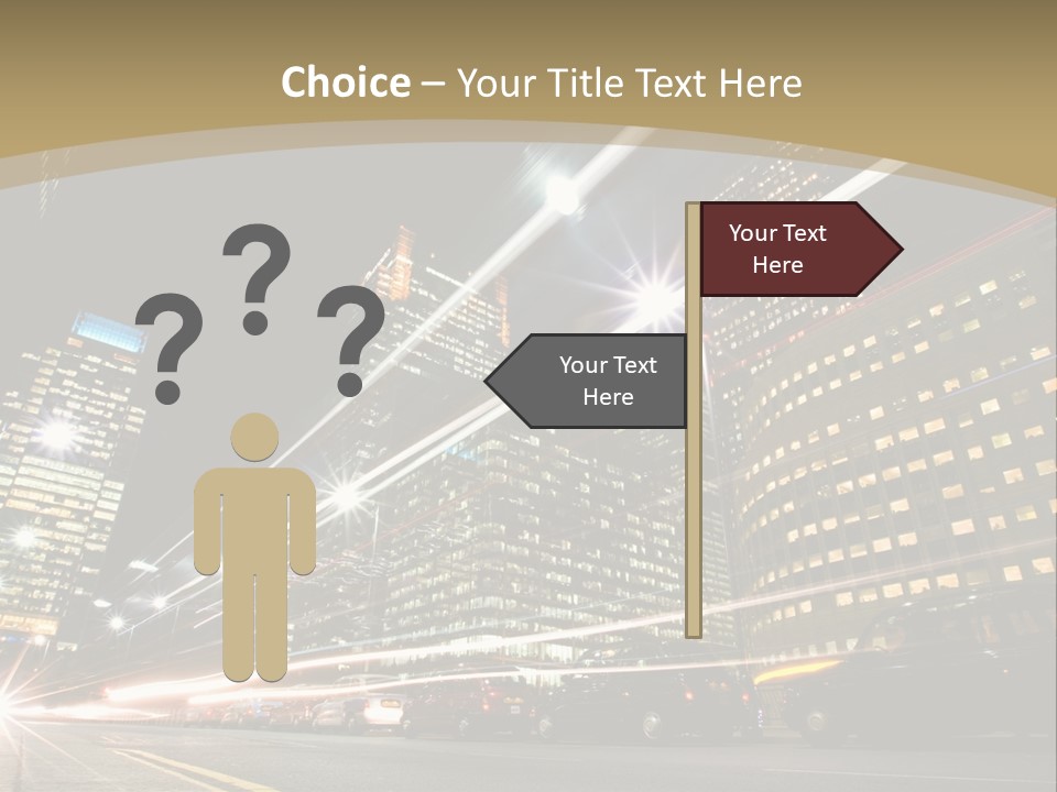 Nightime In The Financial City District PowerPoint Template