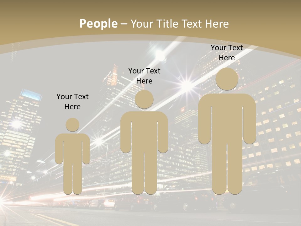 Nightime In The Financial City District PowerPoint Template