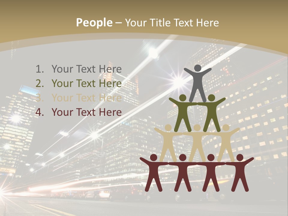 Nightime In The Financial City District PowerPoint Template