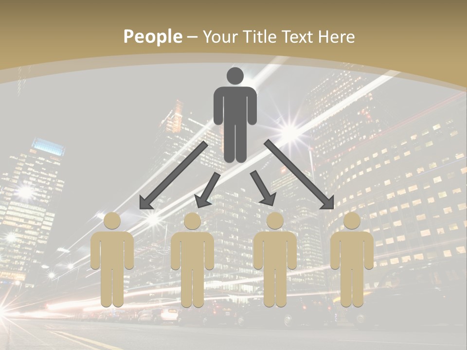 Nightime In The Financial City District PowerPoint Template