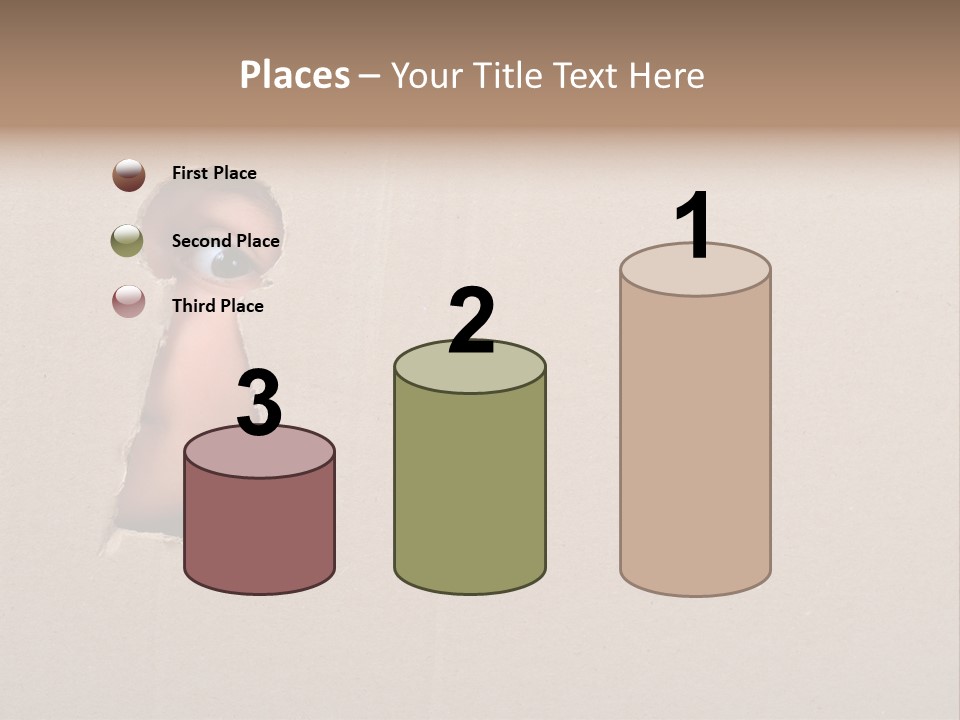 Eye Looking Through A Conceptual Keyhole On Cardboard, Close Up PowerPoint Template