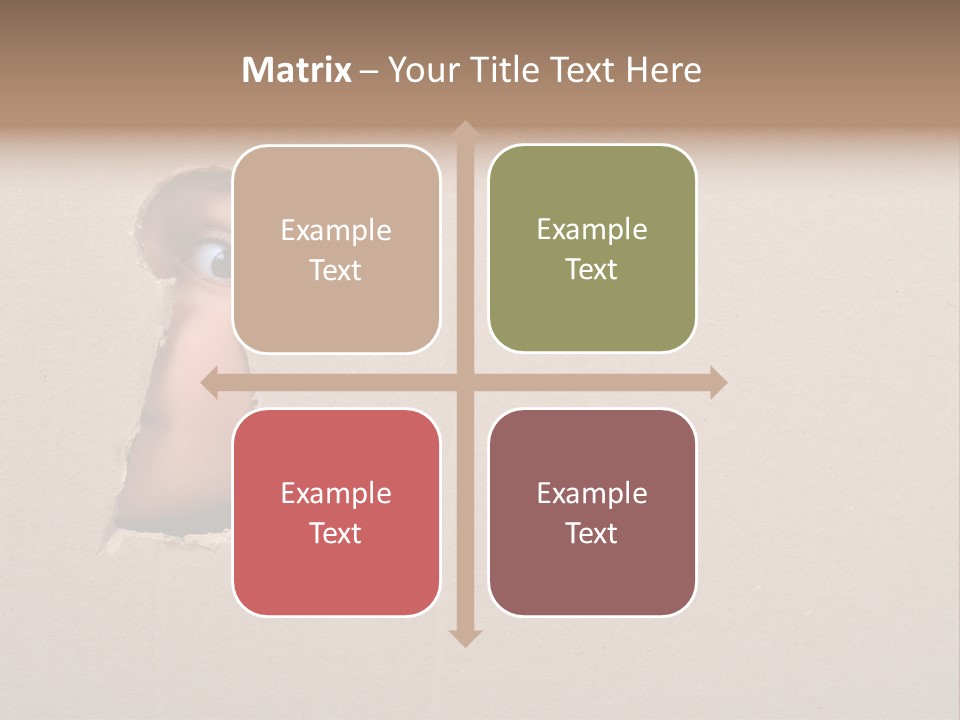 Eye Looking Through A Conceptual Keyhole On Cardboard, Close Up PowerPoint Template