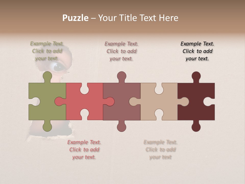 Eye Looking Through A Conceptual Keyhole On Cardboard, Close Up PowerPoint Template