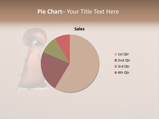 Eye Looking Through A Conceptual Keyhole On Cardboard, Close Up PowerPoint Template