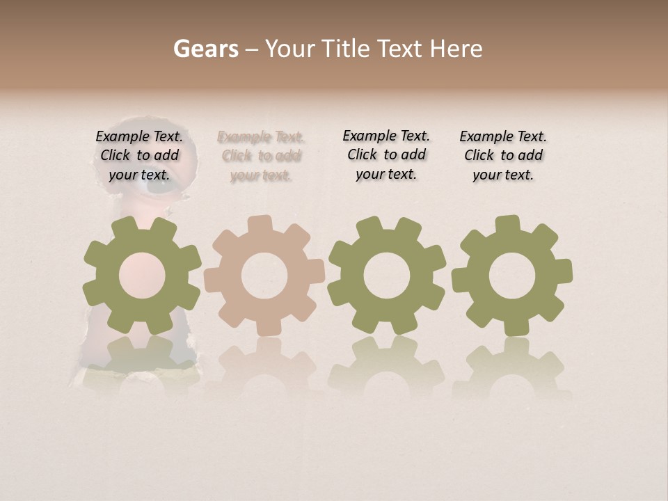 Eye Looking Through A Conceptual Keyhole On Cardboard, Close Up PowerPoint Template