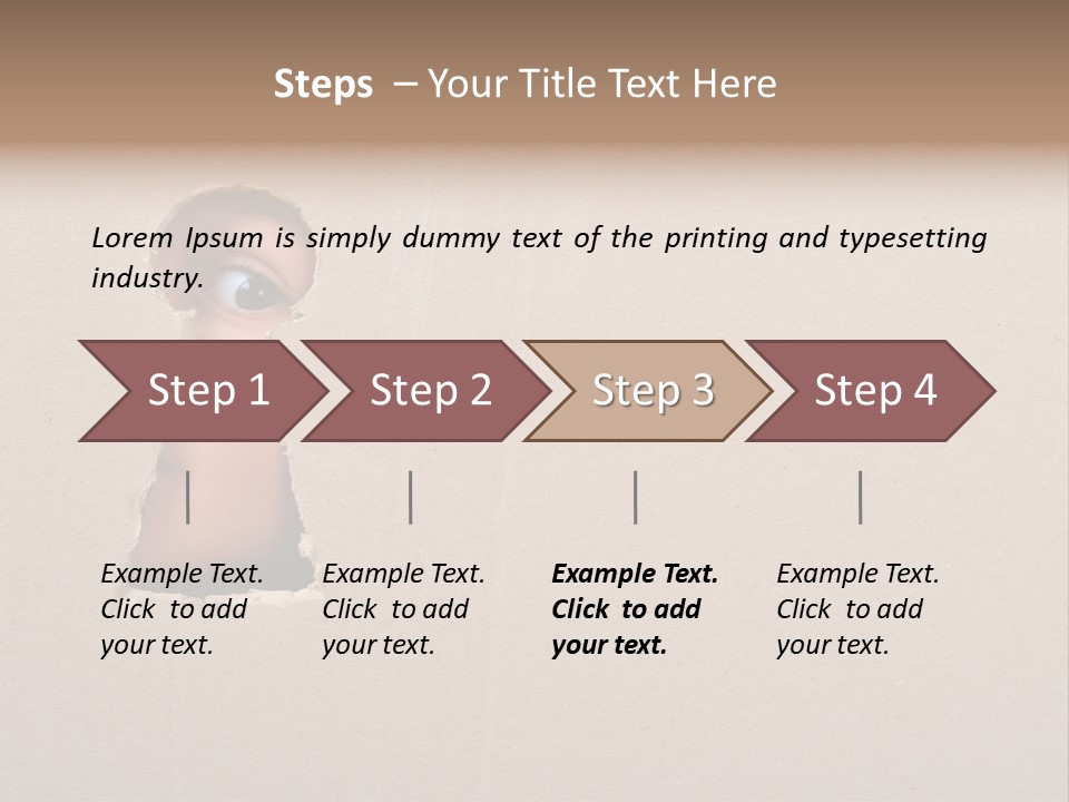 Eye Looking Through A Conceptual Keyhole On Cardboard, Close Up PowerPoint Template