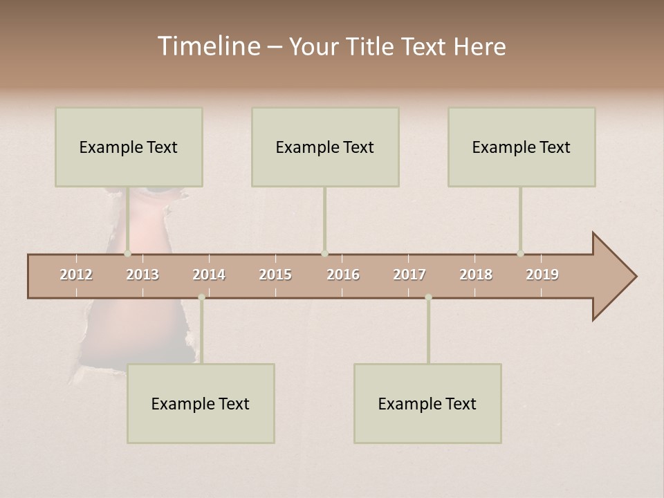 Eye Looking Through A Conceptual Keyhole On Cardboard, Close Up PowerPoint Template