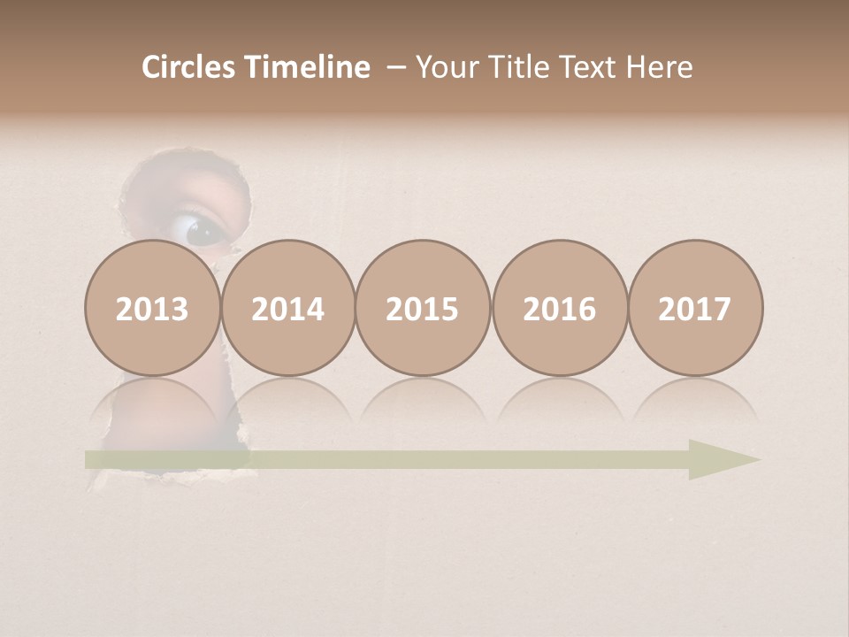 Eye Looking Through A Conceptual Keyhole On Cardboard, Close Up PowerPoint Template