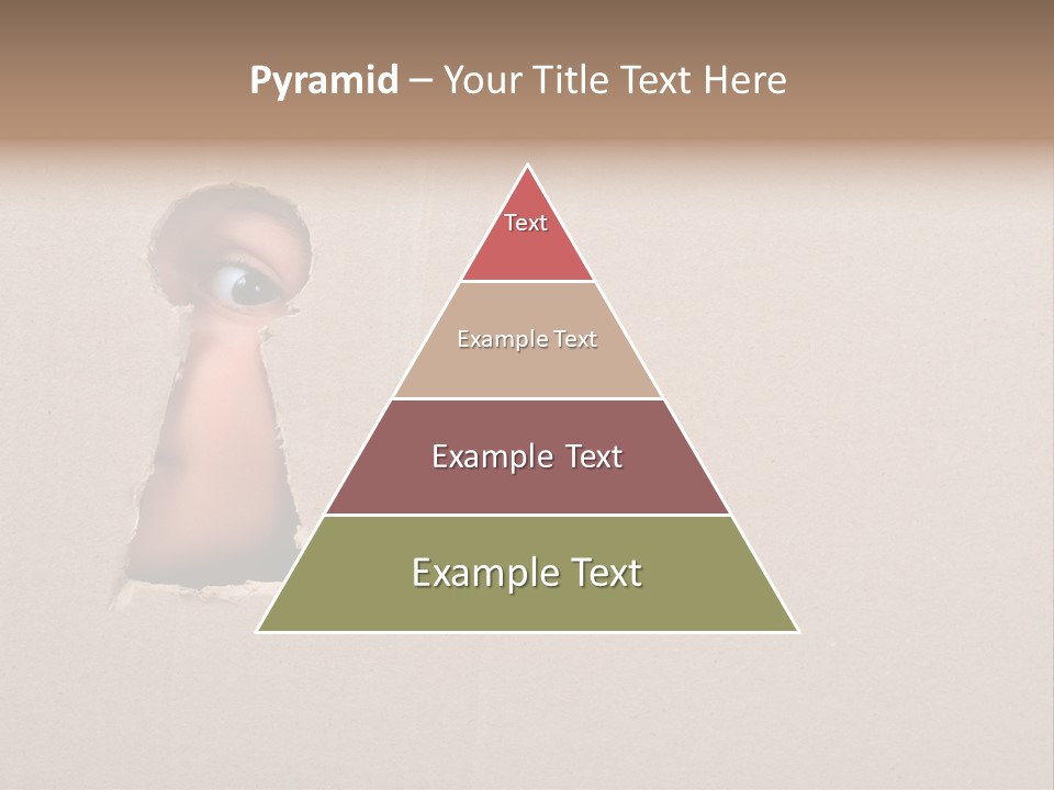 Eye Looking Through A Conceptual Keyhole On Cardboard, Close Up PowerPoint Template