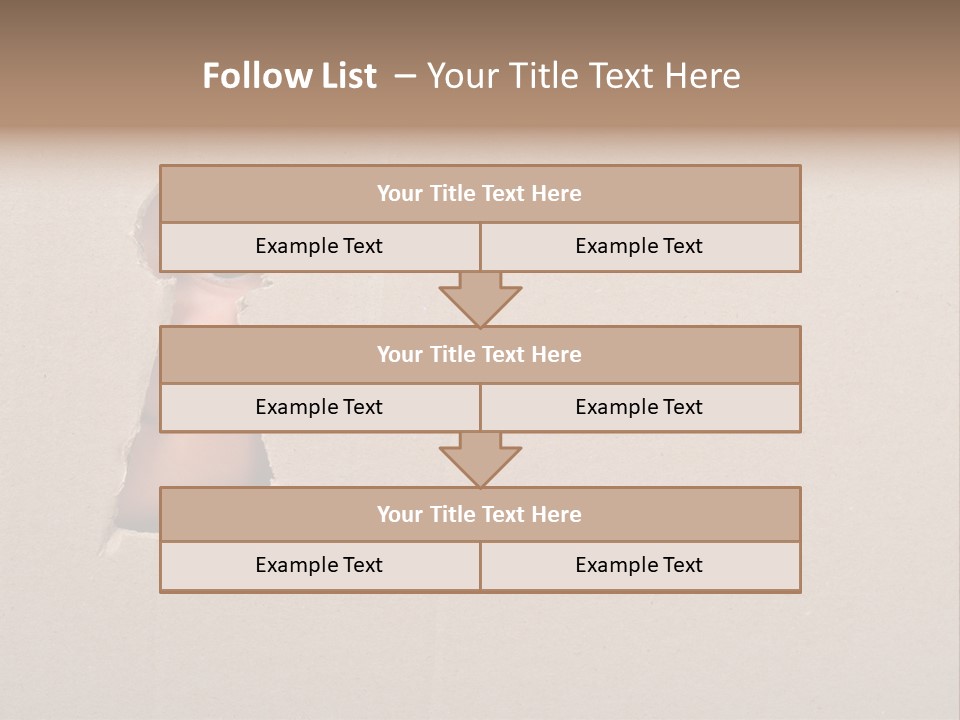 Eye Looking Through A Conceptual Keyhole On Cardboard, Close Up PowerPoint Template