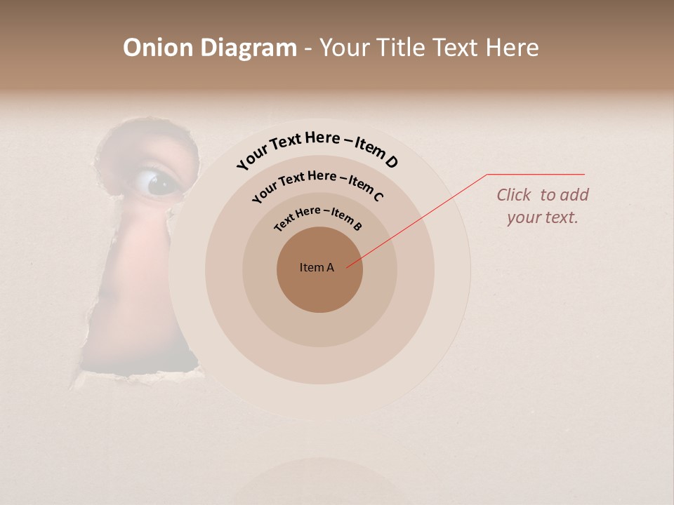 Eye Looking Through A Conceptual Keyhole On Cardboard, Close Up PowerPoint Template