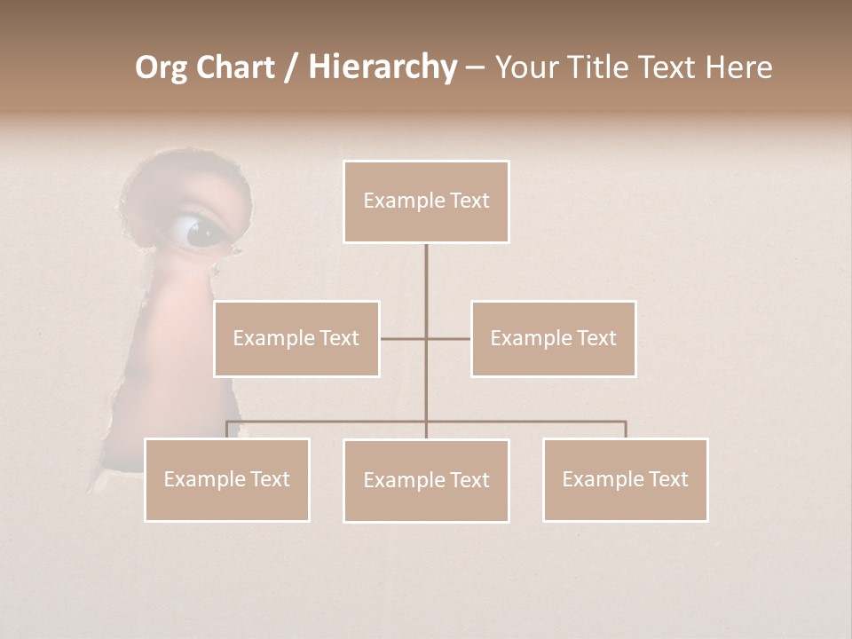 Eye Looking Through A Conceptual Keyhole On Cardboard, Close Up PowerPoint Template