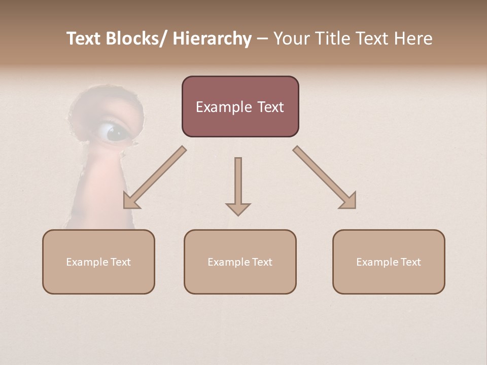 Eye Looking Through A Conceptual Keyhole On Cardboard, Close Up PowerPoint Template