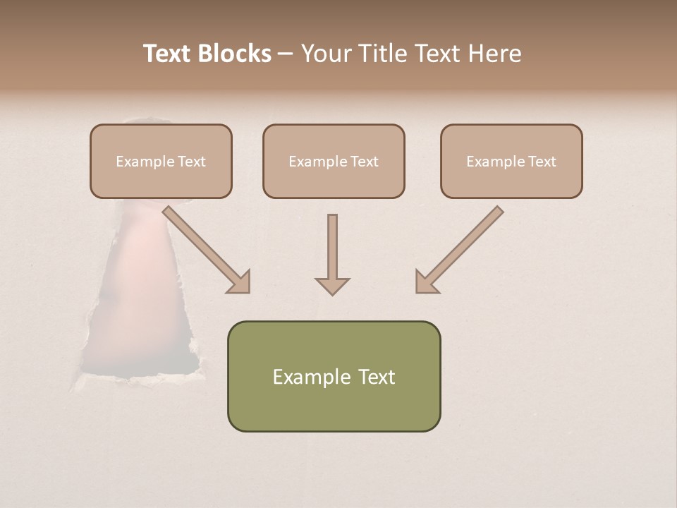 Eye Looking Through A Conceptual Keyhole On Cardboard, Close Up PowerPoint Template
