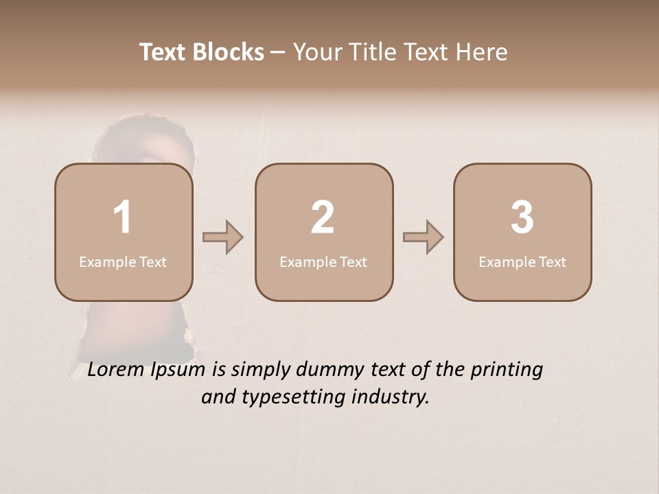 Eye Looking Through A Conceptual Keyhole On Cardboard, Close Up PowerPoint Template