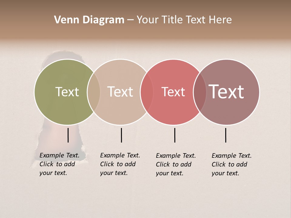 Eye Looking Through A Conceptual Keyhole On Cardboard, Close Up PowerPoint Template
