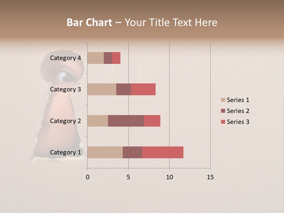 Eye Looking Through A Conceptual Keyhole On Cardboard, Close Up PowerPoint Template