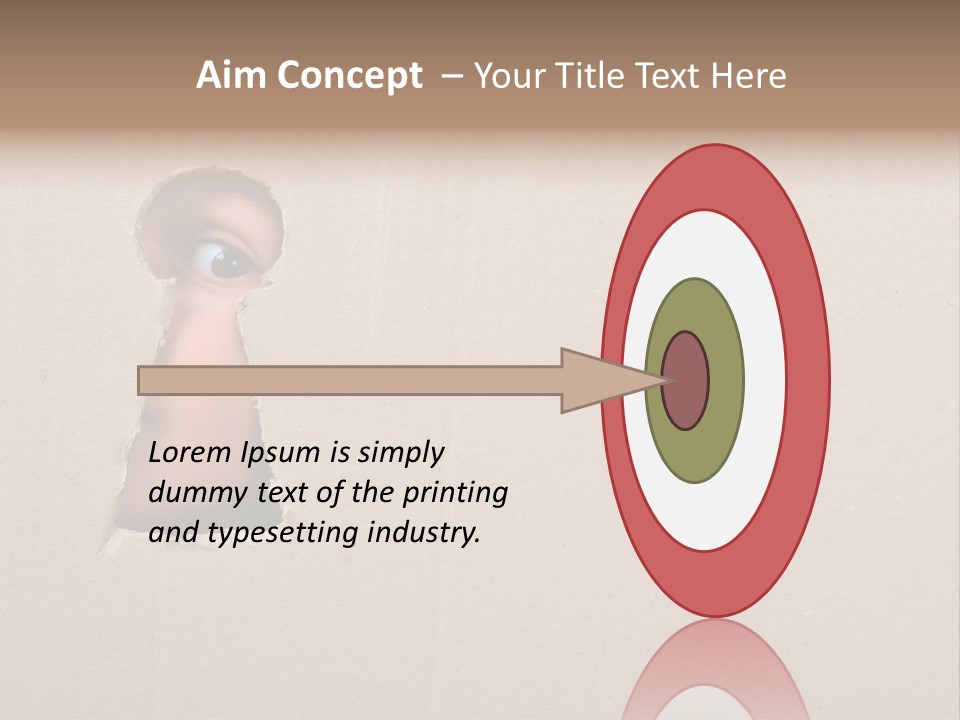 Eye Looking Through A Conceptual Keyhole On Cardboard, Close Up PowerPoint Template