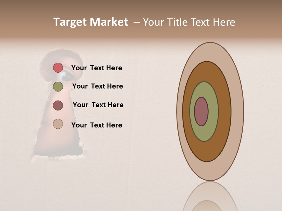 Eye Looking Through A Conceptual Keyhole On Cardboard, Close Up PowerPoint Template