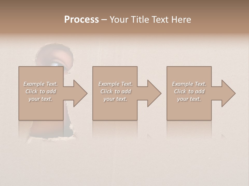 Eye Looking Through A Conceptual Keyhole On Cardboard, Close Up PowerPoint Template