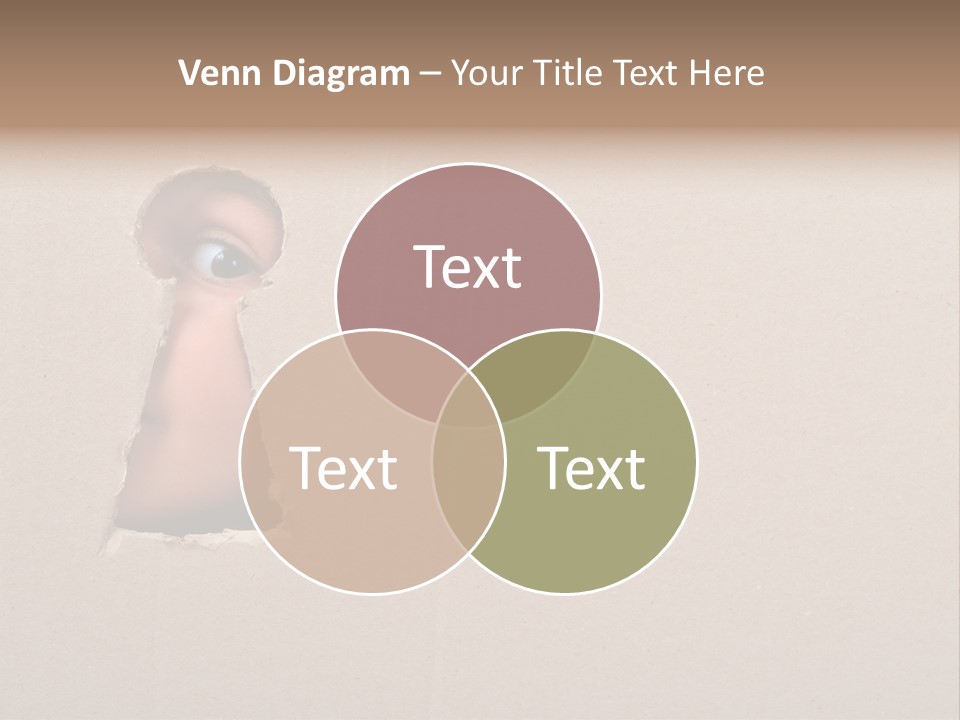 Eye Looking Through A Conceptual Keyhole On Cardboard, Close Up PowerPoint Template