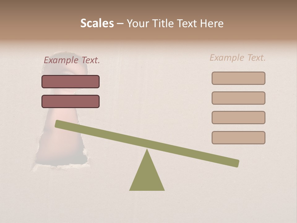 Eye Looking Through A Conceptual Keyhole On Cardboard, Close Up PowerPoint Template