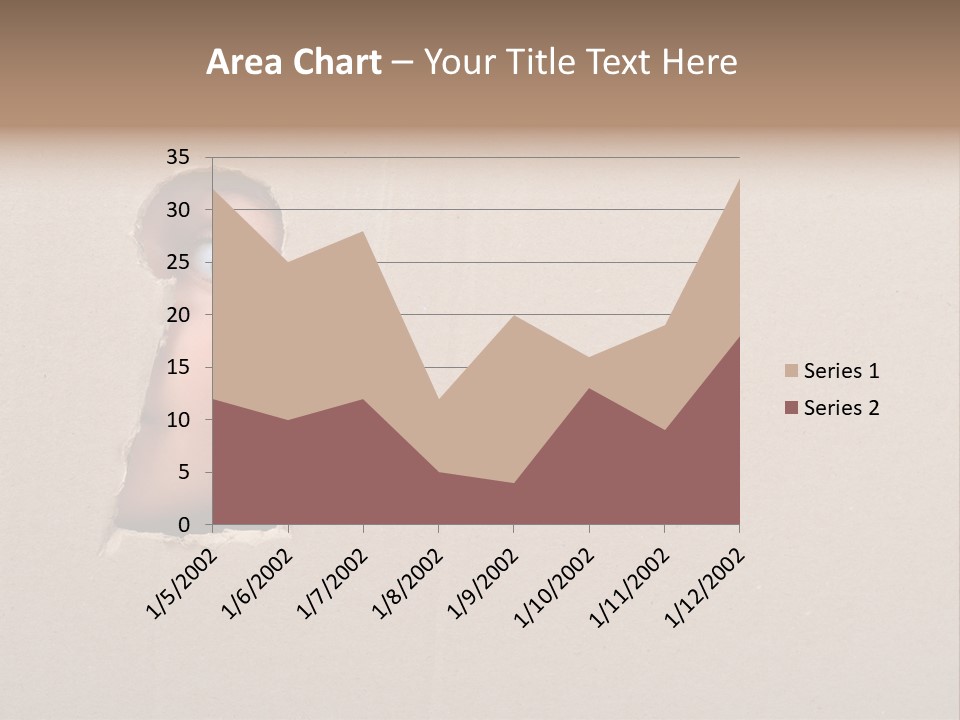 Eye Looking Through A Conceptual Keyhole On Cardboard, Close Up PowerPoint Template
