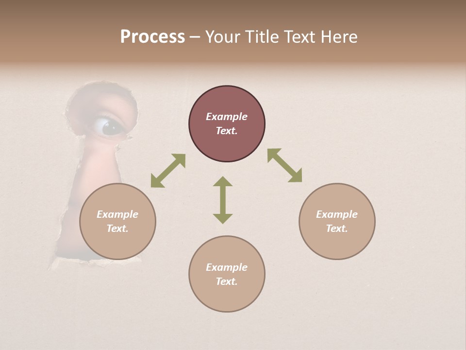 Eye Looking Through A Conceptual Keyhole On Cardboard, Close Up PowerPoint Template