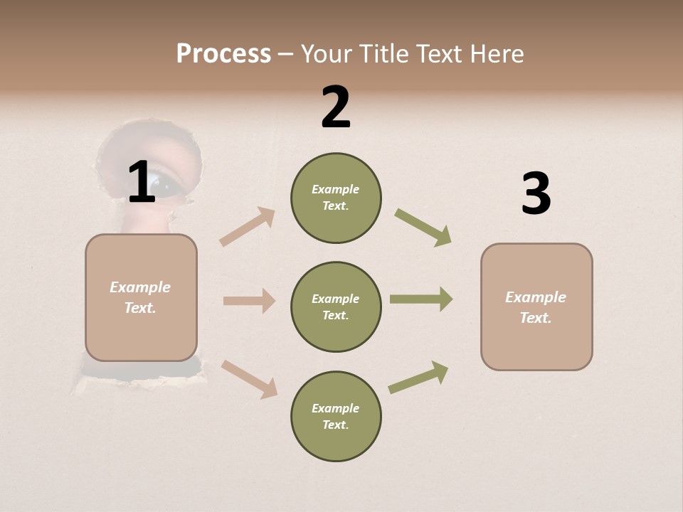Eye Looking Through A Conceptual Keyhole On Cardboard, Close Up PowerPoint Template