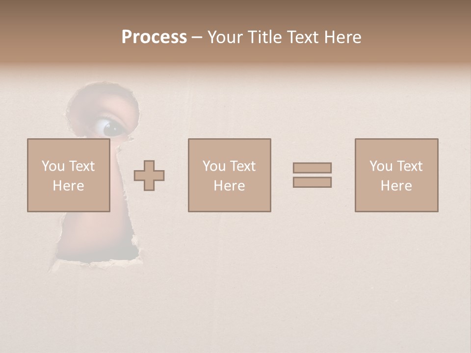 Eye Looking Through A Conceptual Keyhole On Cardboard, Close Up PowerPoint Template