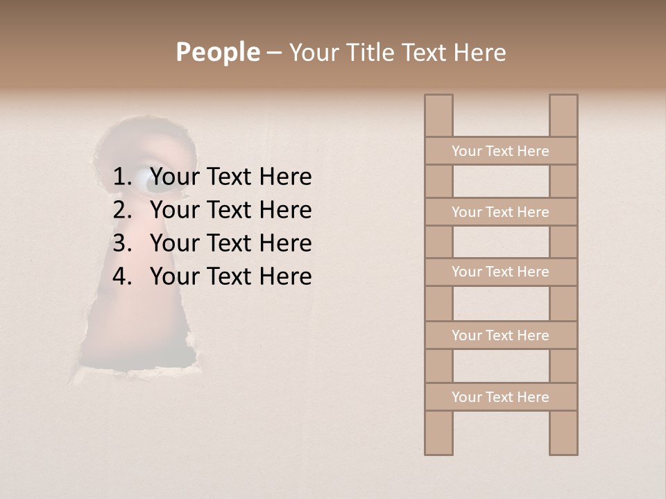 Eye Looking Through A Conceptual Keyhole On Cardboard, Close Up PowerPoint Template