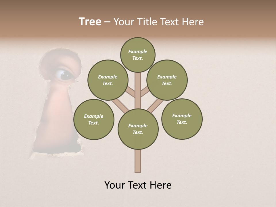 Eye Looking Through A Conceptual Keyhole On Cardboard, Close Up PowerPoint Template