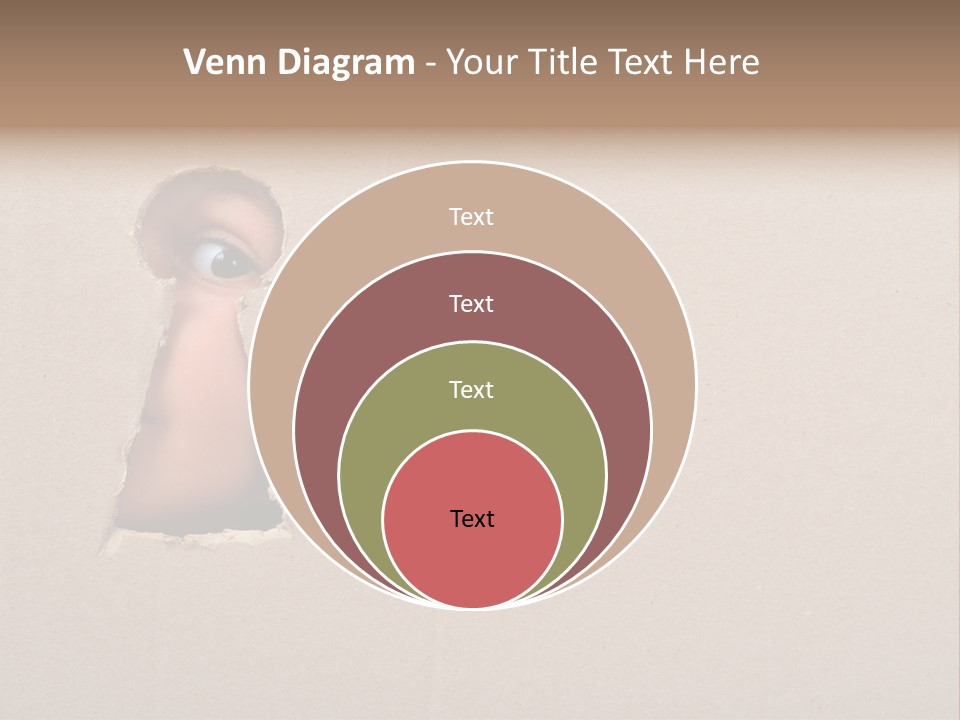 Eye Looking Through A Conceptual Keyhole On Cardboard, Close Up PowerPoint Template