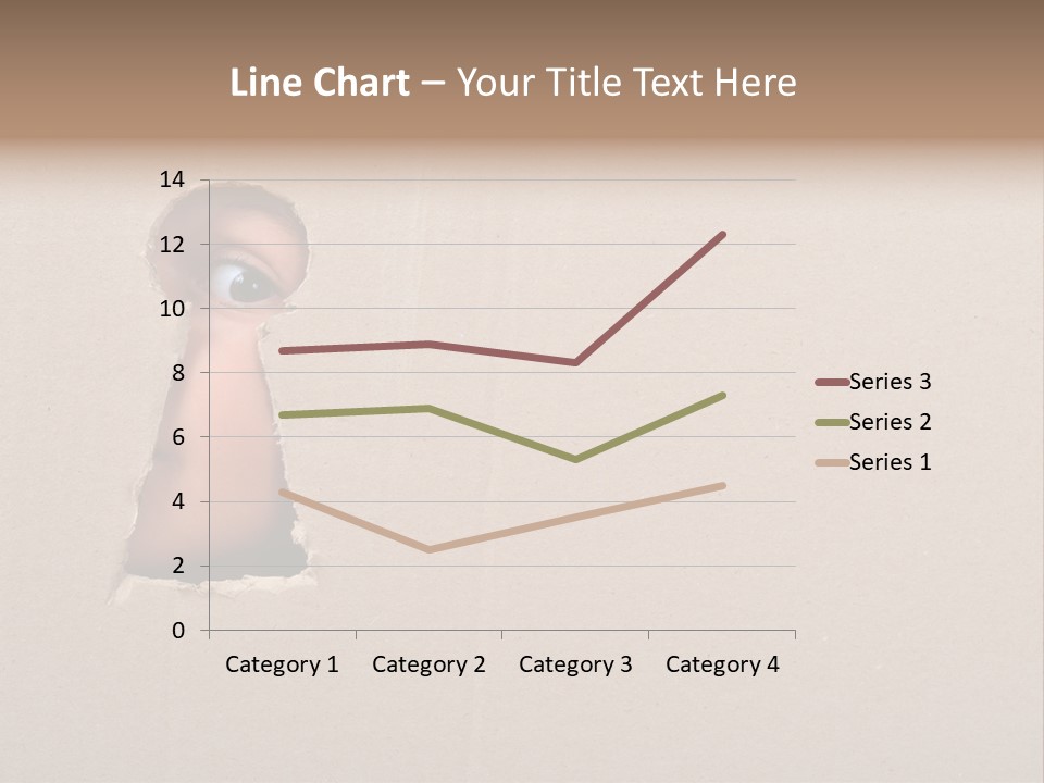 Eye Looking Through A Conceptual Keyhole On Cardboard, Close Up PowerPoint Template