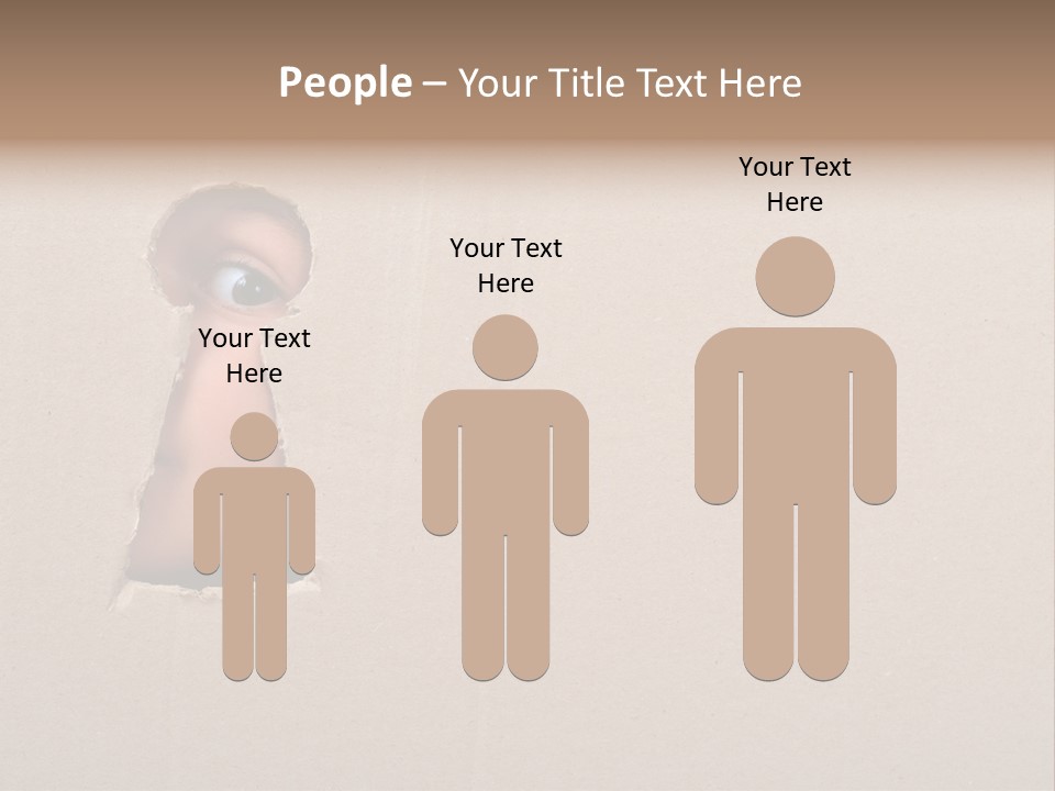 Eye Looking Through A Conceptual Keyhole On Cardboard, Close Up PowerPoint Template