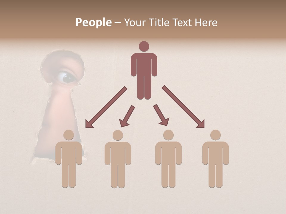 Eye Looking Through A Conceptual Keyhole On Cardboard, Close Up PowerPoint Template