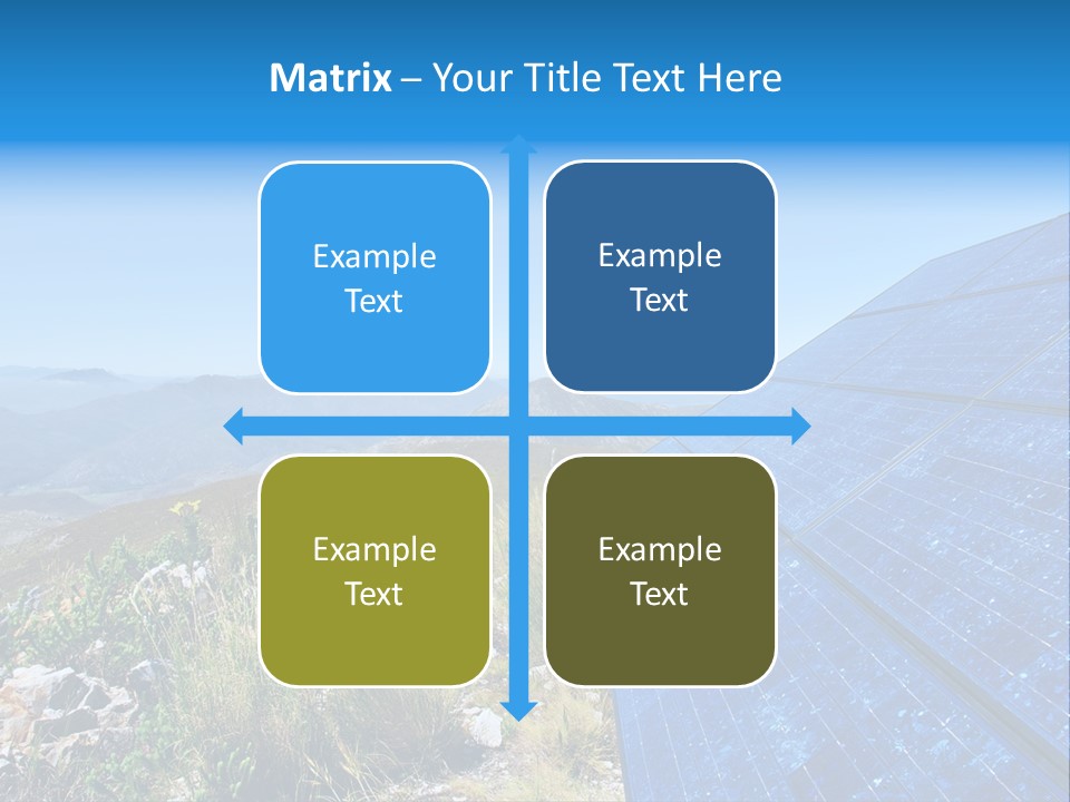 Blue Solar Batter Cells And Awesome Mountain Landscape As A Background. Shot In Salmonsdam Nature Reserve, Near Hermanus/Stanford, Western Cape, South Africa. PowerPoint Template