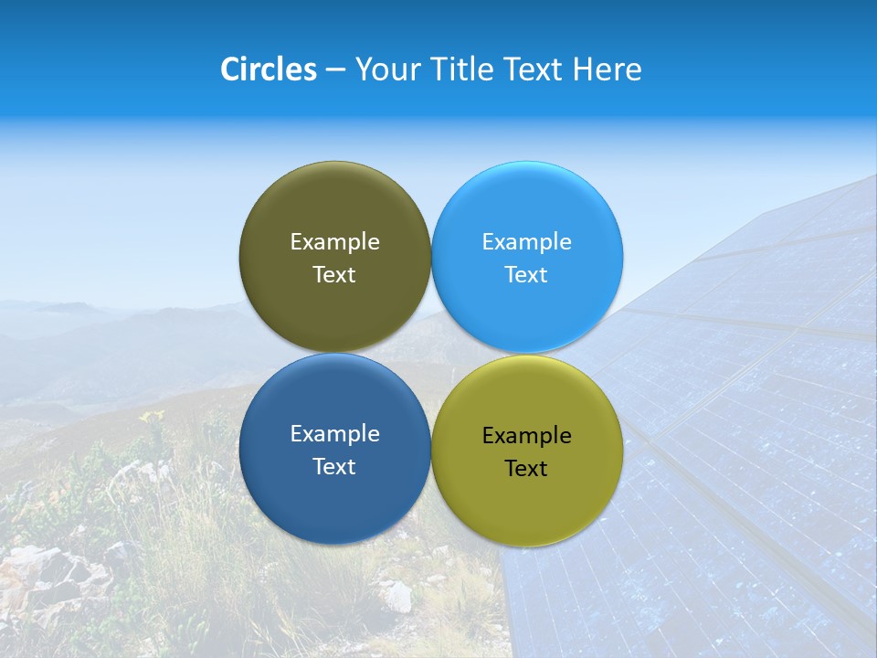 Blue Solar Batter Cells And Awesome Mountain Landscape As A Background. Shot In Salmonsdam Nature Reserve, Near Hermanus/Stanford, Western Cape, South Africa. PowerPoint Template