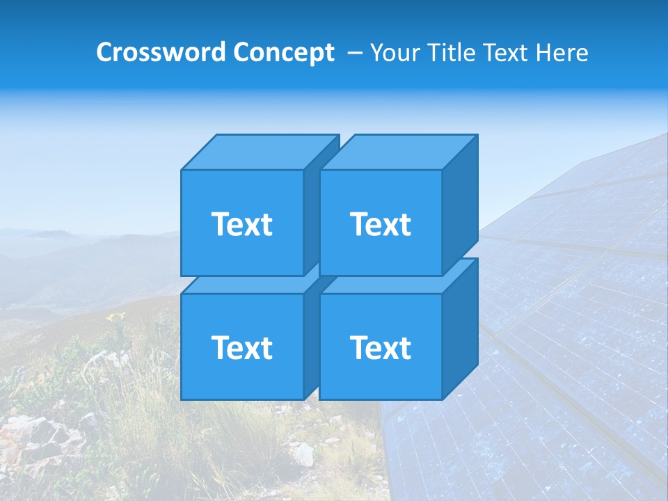 Blue Solar Batter Cells And Awesome Mountain Landscape As A Background. Shot In Salmonsdam Nature Reserve, Near Hermanus/Stanford, Western Cape, South Africa. PowerPoint Template