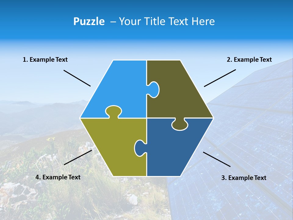 Blue Solar Batter Cells And Awesome Mountain Landscape As A Background. Shot In Salmonsdam Nature Reserve, Near Hermanus/Stanford, Western Cape, South Africa. PowerPoint Template