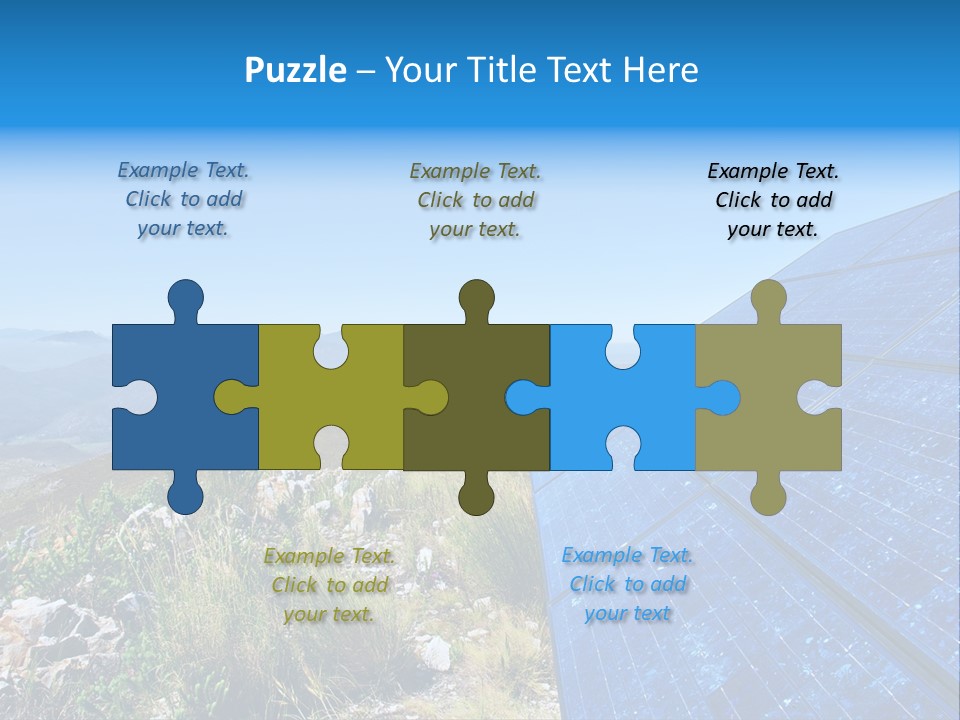 Blue Solar Batter Cells And Awesome Mountain Landscape As A Background. Shot In Salmonsdam Nature Reserve, Near Hermanus/Stanford, Western Cape, South Africa. PowerPoint Template